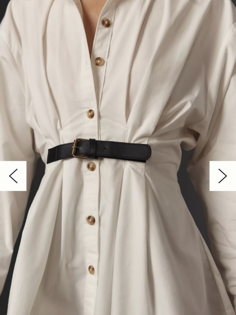 Anthropologie Cream Button-Front Peplum Blouse with Black Belt Accent - Picture 3 of 7